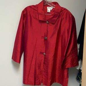 Coldwater Creek 100% Silk Red Blazer Sz M